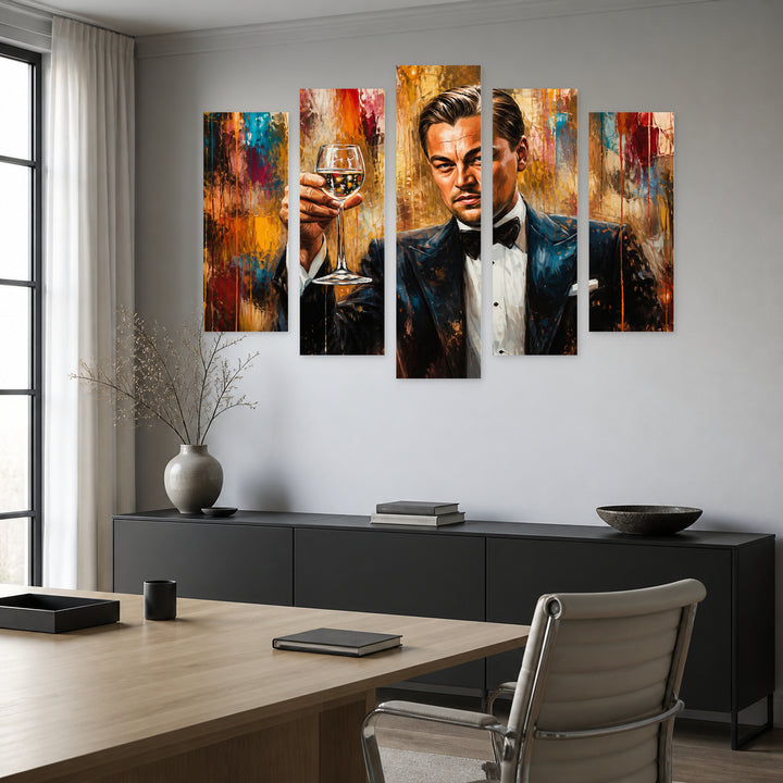 Bohemian Majesty with Dramatic Contrast — five-panel wall art in frontal interior | 5wallart 56732 M3