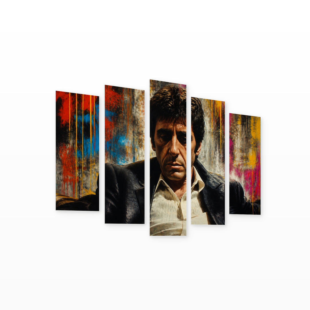 Marked with Dreamlike Atmosphere — five-panel wall art on white background in perspective | 5wallart 56733 M1