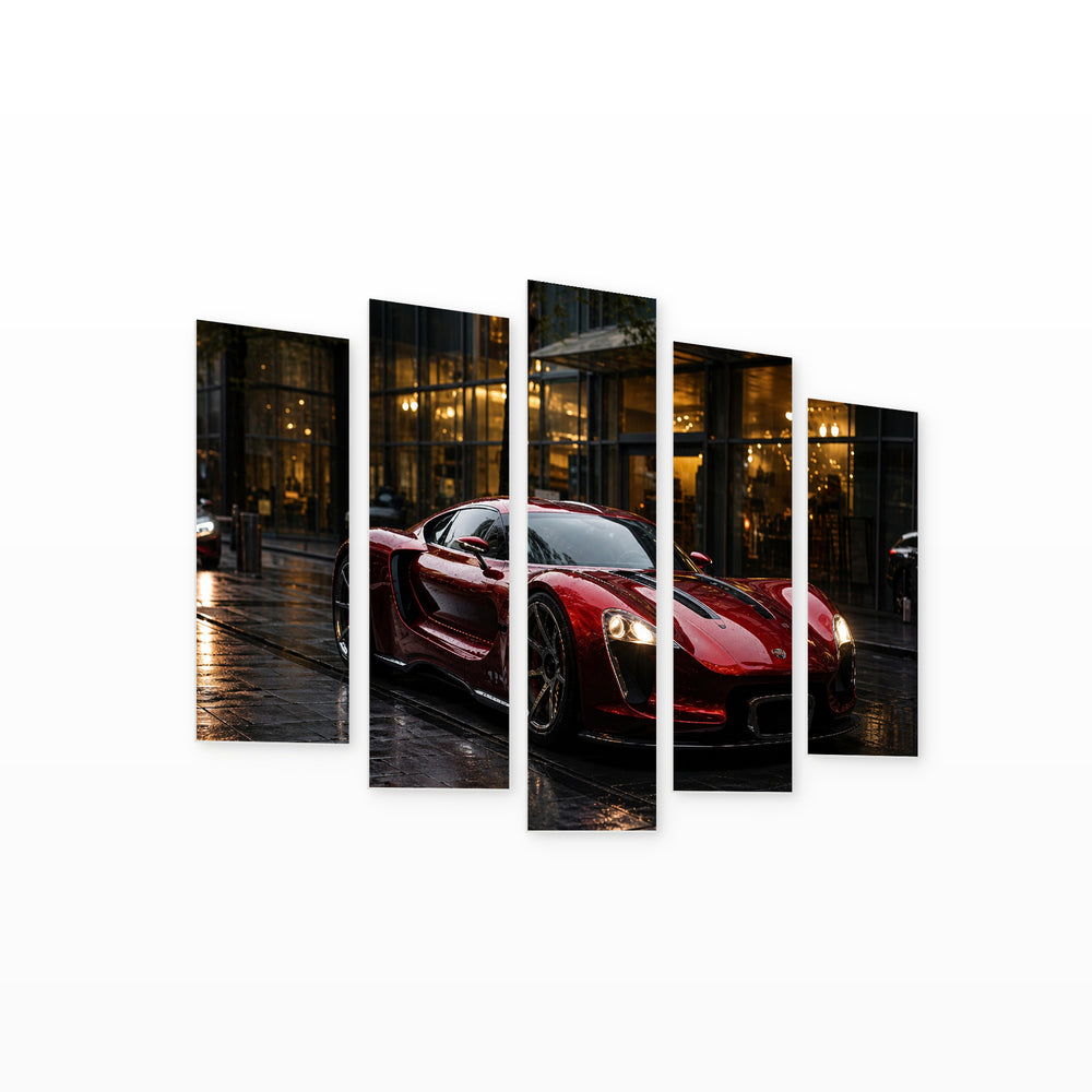 Urban Legend at Night — five-panel wall art on white background in perspective | 5wallart 56735 M1