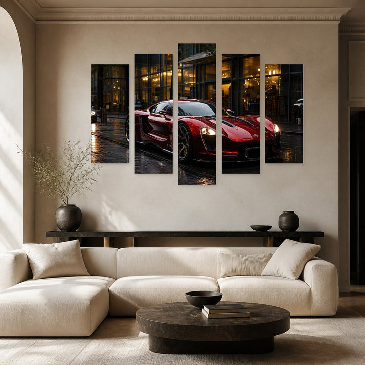 Urban Legend at Night — five-panel wall art in frontal interior | 5wallart 56735 M3