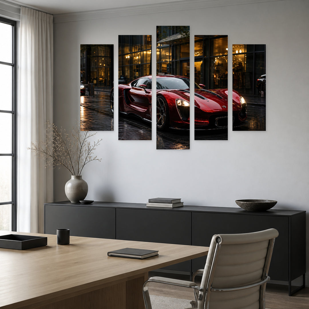 Urban Legend at Night — five-panel wall art in alternate frontal interior | 5wallart 56735 M4