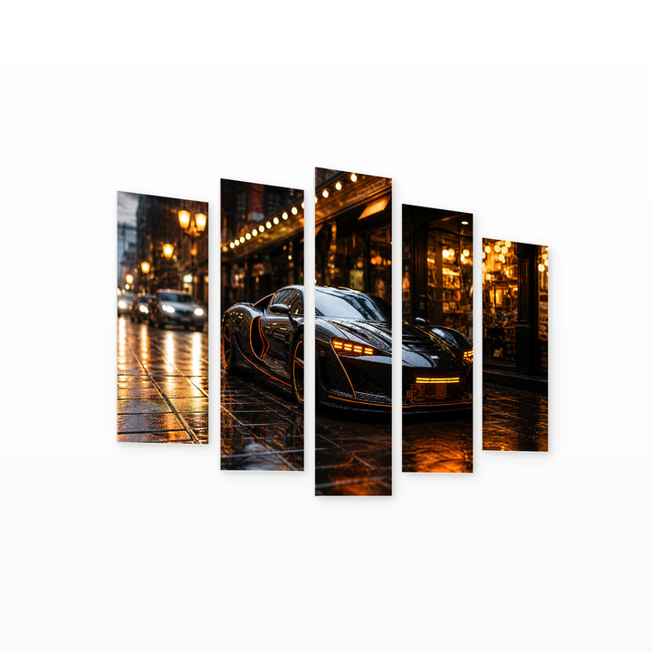 Night Patrol Modern Composition — five-panel wall art on white background in perspective | 5wallart 56736 M1