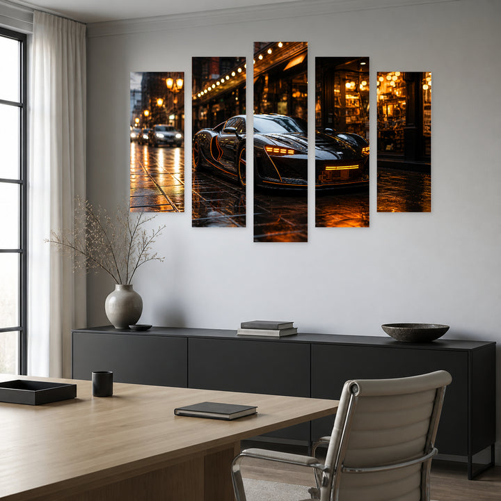 Night Patrol Modern Composition — five-panel wall art in frontal interior | 5wallart 56736 M3