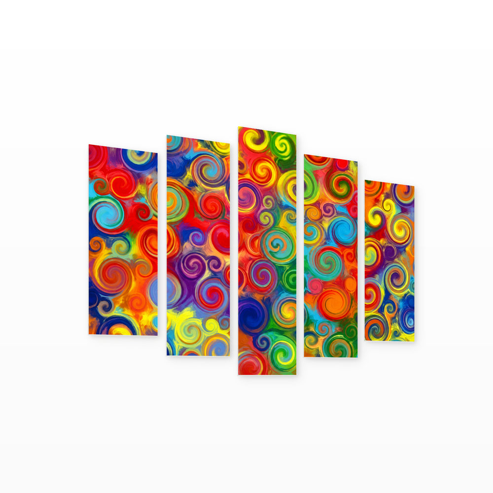 Harmony of Colors in Vivid Color — five-panel wall art on white background in perspective | 5wallart 57008 M1