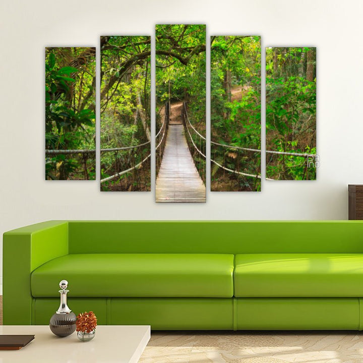 Rope Bridge in the Forest – five-piece modular wall art
