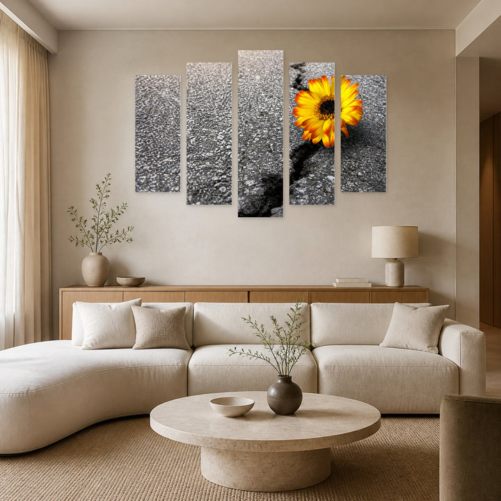 Power of Life in Vivid Color — five-panel wall art in alternate frontal interior | 5wallart 57042 M4
