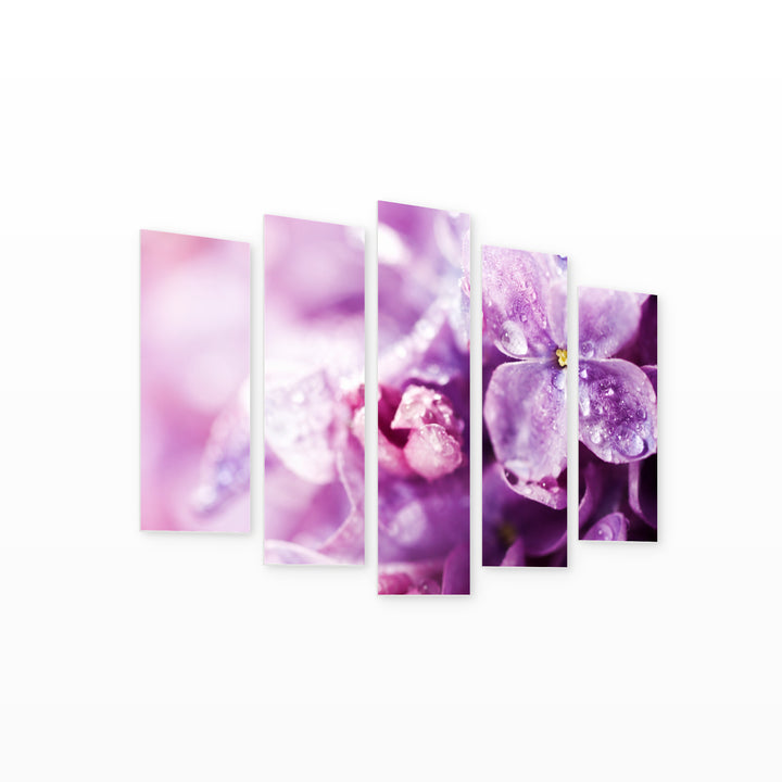 Lilies in Vivid Color — five-panel wall art on white background in perspective | 5wallart 57086 M1