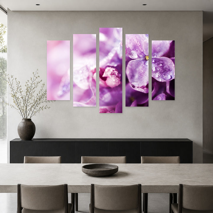 Lilies in Vivid Color — five-panel wall art in frontal interior | 5wallart 57086 M3