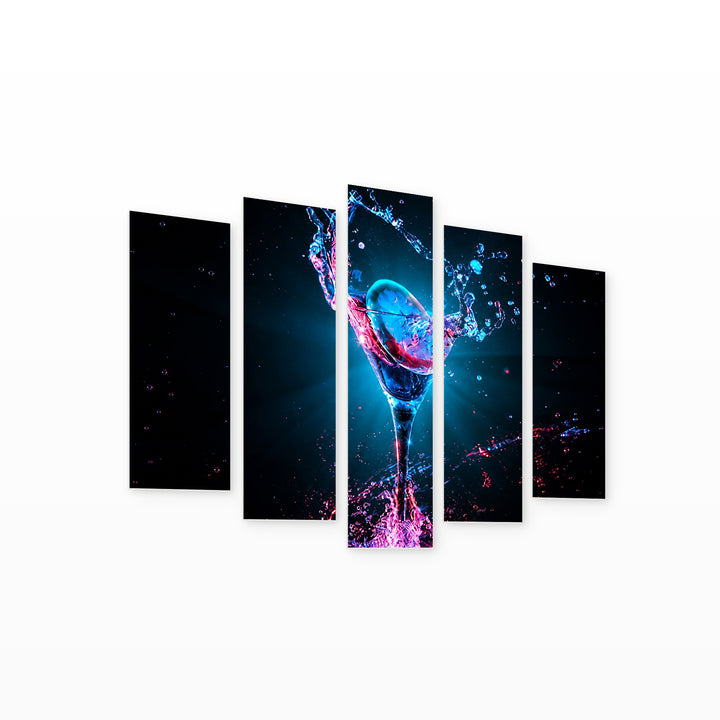 Colorful Cocktail Still Life — five-panel wall art on white background in perspective | 5wallart 57115 M1