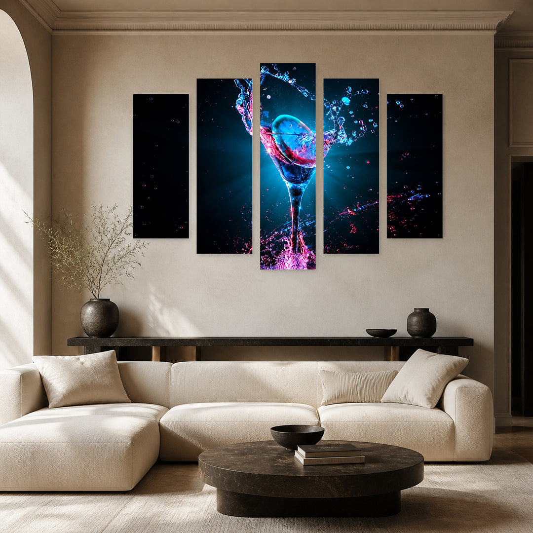 Colorful Cocktail Still Life — five-panel wall art in frontal interior | 5wallart 57115 M3