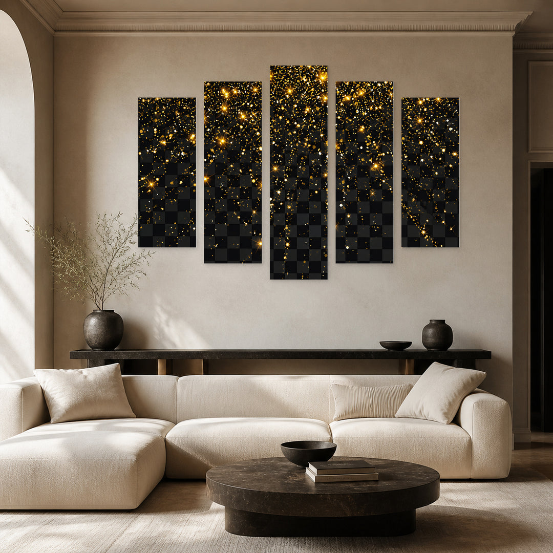 Dawn in Serene Light — five-panel wall art in frontal interior | 5wallart 57129 M3