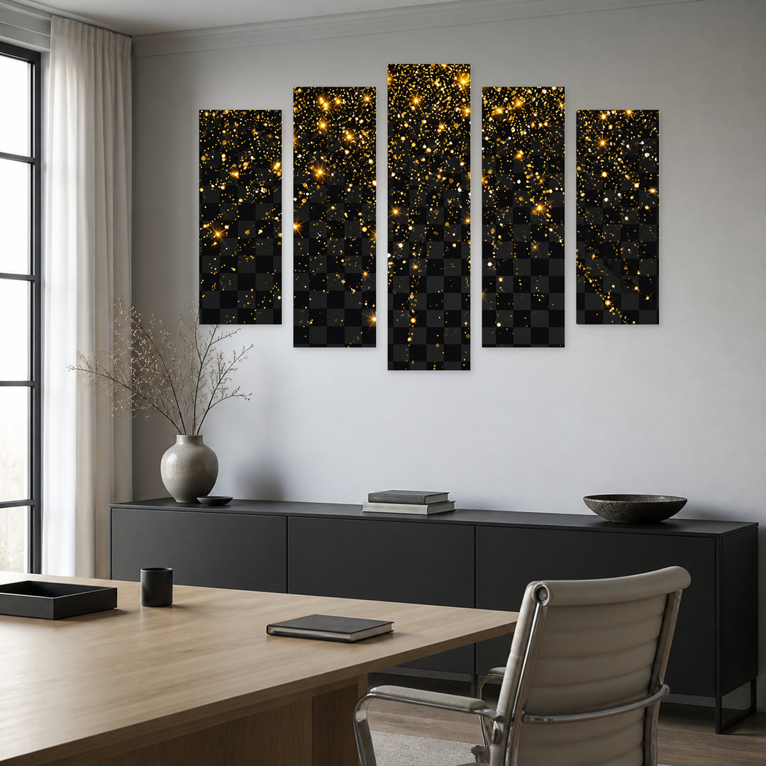 Dawn in Serene Light — five-panel wall art in alternate frontal interior | 5wallart 57129 M4