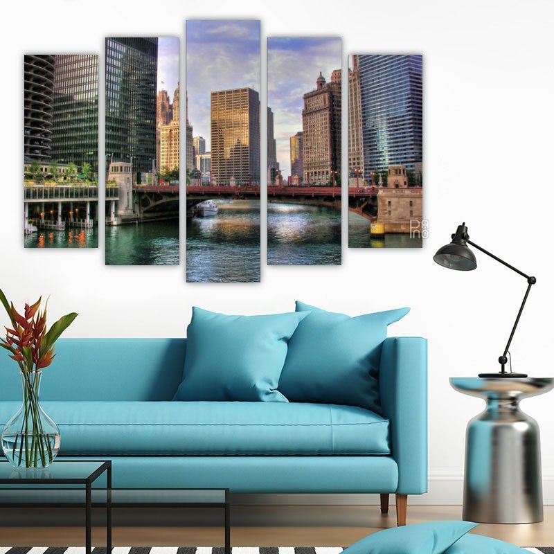 View of Chicago, Illinois – five-piece modular wall art
