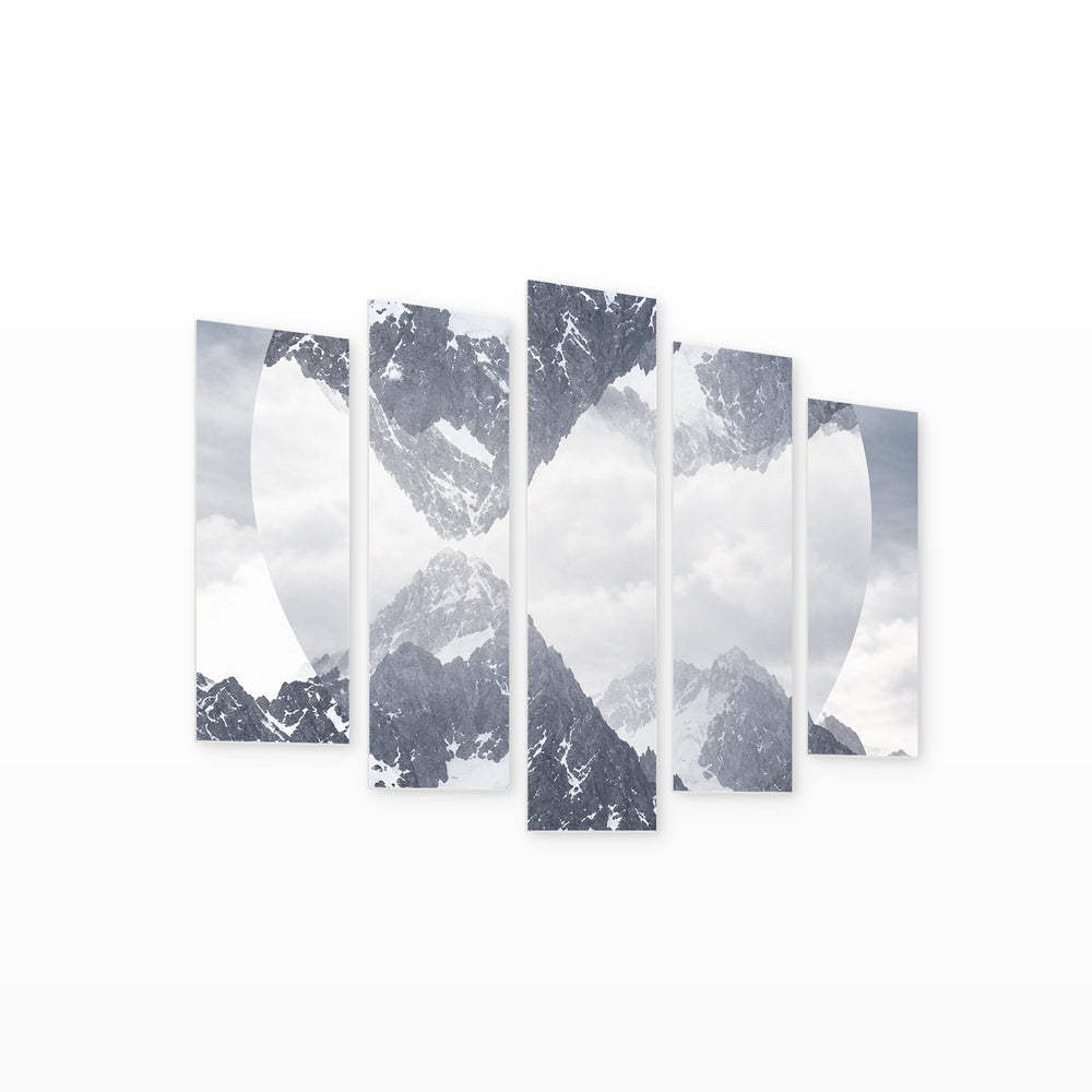 Connection with Geometric Rhythm — five-panel wall art on white background in perspective | 5wallart 57501 M1