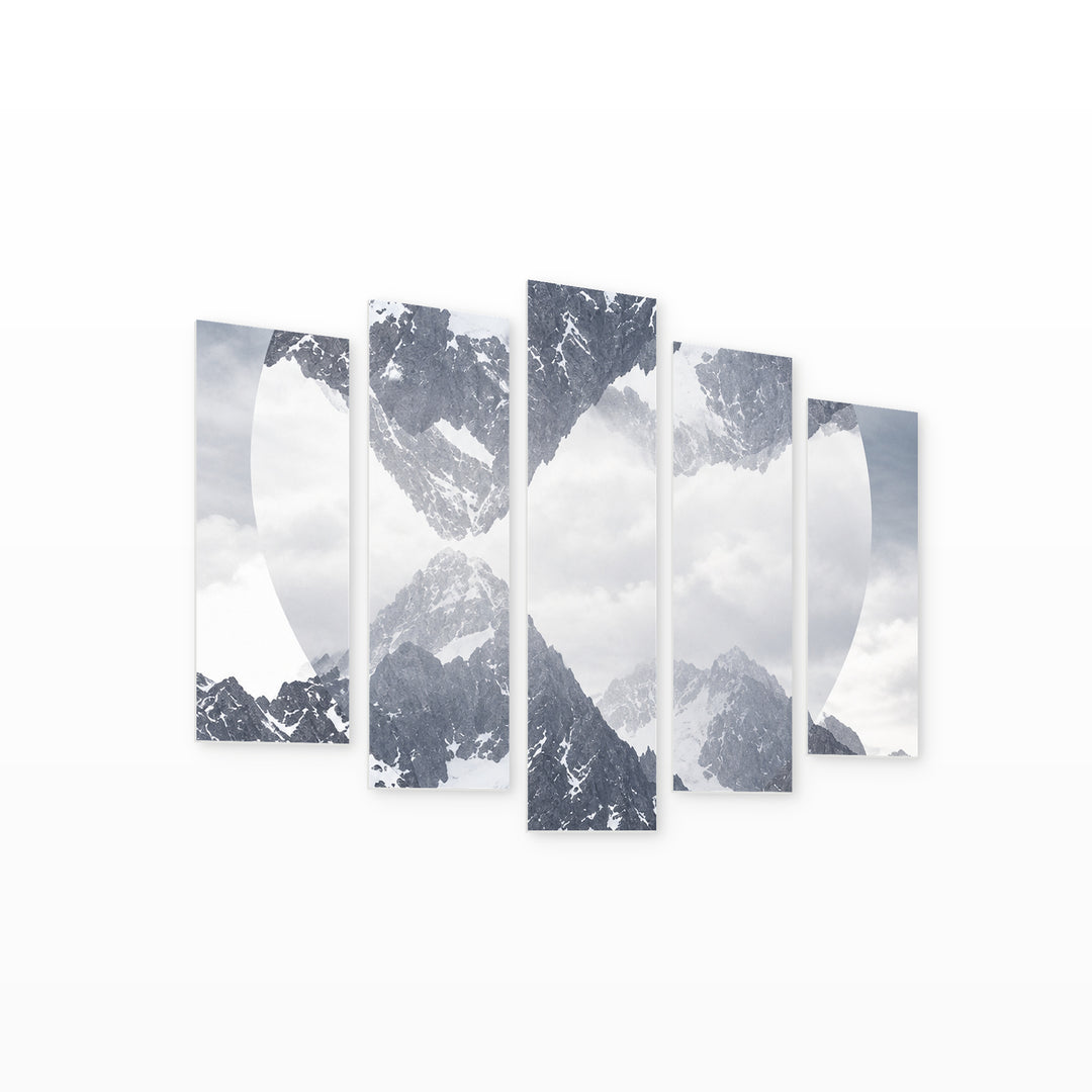 Connection with Geometric Rhythm — five-panel wall art on white background in perspective | 5wallart 57501 M1