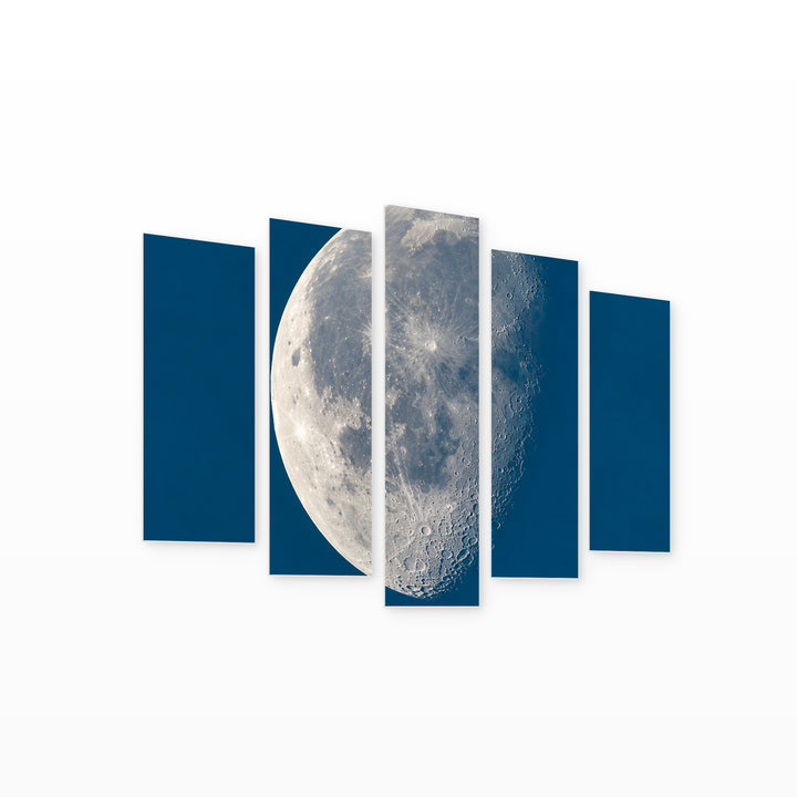 Moon Shot at Night — five-panel wall art on white background in perspective | 5wallart 57504 M1