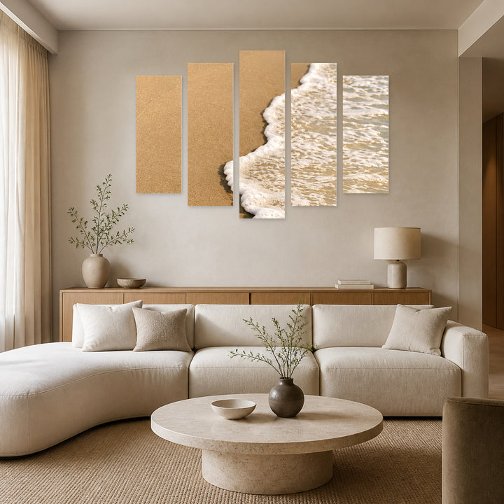 Invitation with Dreamlike Atmosphere — five-panel wall art in frontal interior | 5wallart 57505 M3