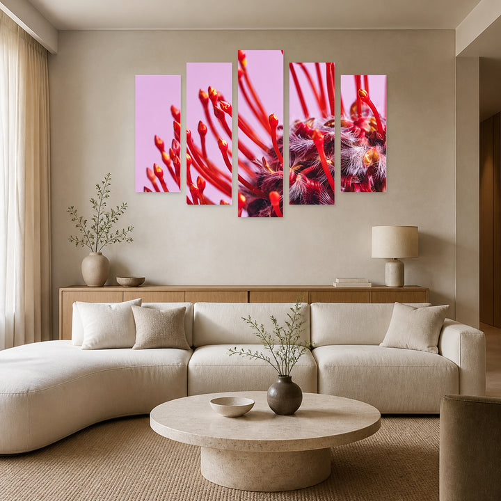 Unusual Flower in Vivid Color — five-panel wall art in frontal interior | 5wallart 57507 M3