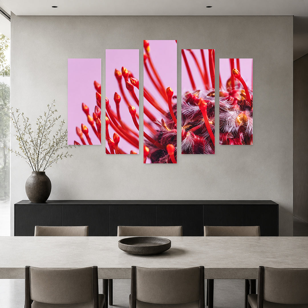 Unusual Flower in Vivid Color — five-panel wall art in alternate frontal interior | 5wallart 57507 M4