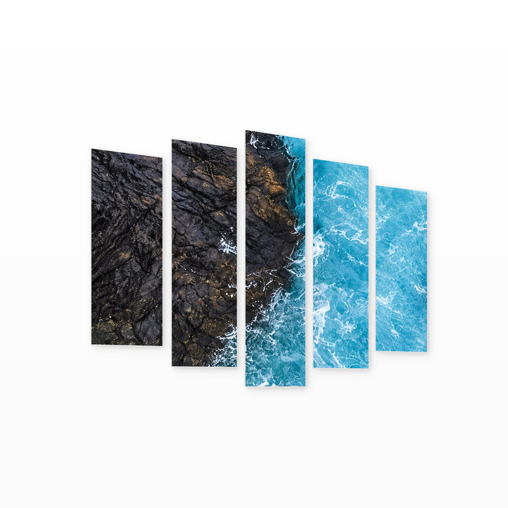 Contrast with Geometric Rhythm — five-panel wall art on white background in perspective | 5wallart 57509 M1