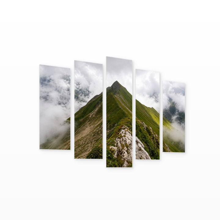 Beauty in Fog with Geometric Rhythm — five-panel wall art on white background in perspective | 5wallart 57511 M1