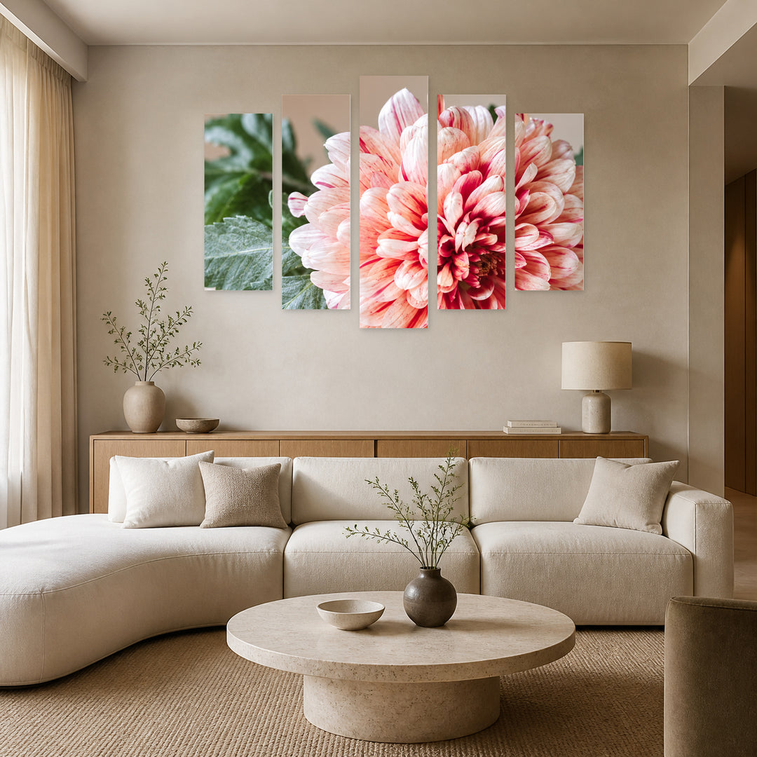 Gentle Color in Serene Light — five-panel wall art in frontal interior | 5wallart 57517 M3