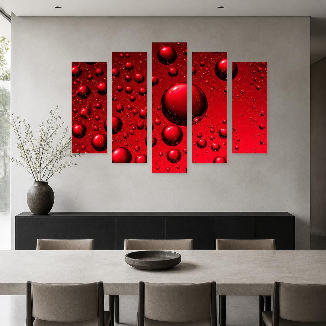 Sparkling Cherry Cola Modern Composition — five-panel wall art in frontal interior | 5wallart 57518 M3
