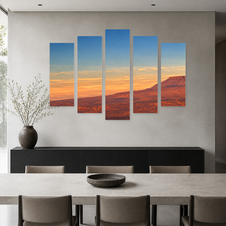 Desert Landscape with Dramatic Contrast — five-panel wall art in frontal interior | 5wallart 57520 M3