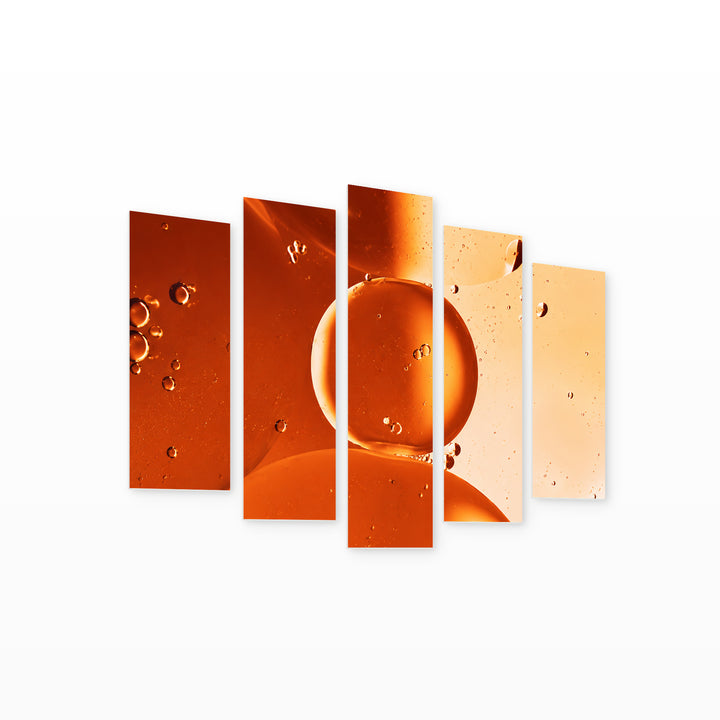 Orangeade with Geometric Rhythm — five-panel wall art on white background in perspective | 5wallart 57522 M1