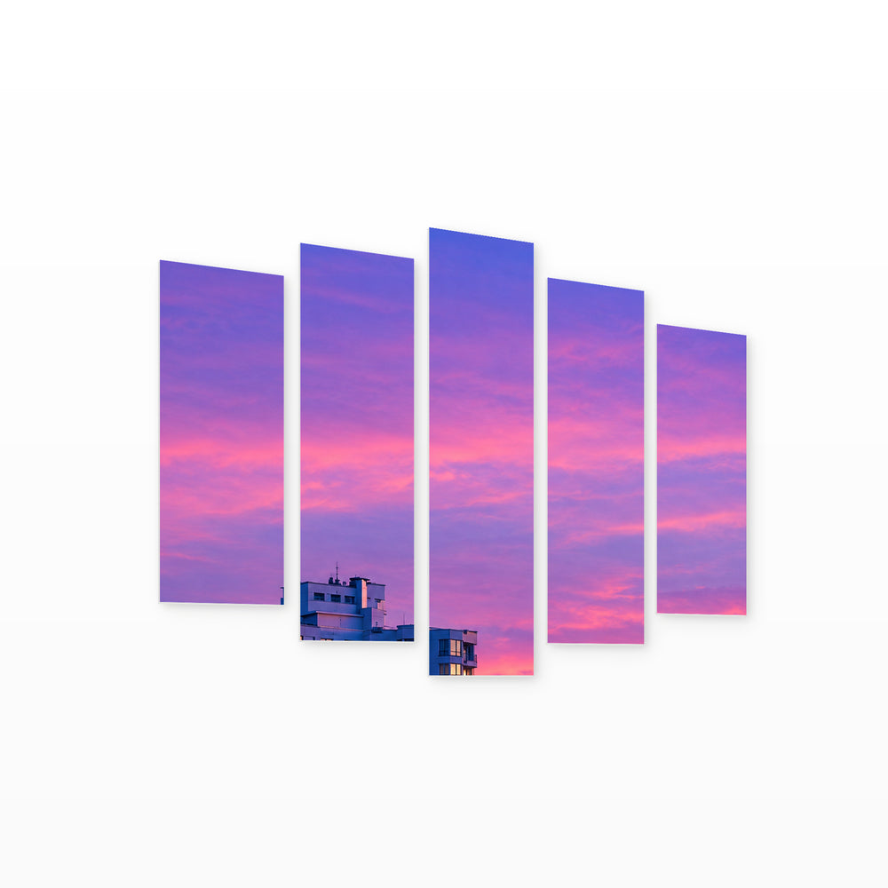 End of the Day with Dreamlike Atmosphere — five-panel wall art on white background in perspective | 5wallart 57523 M1