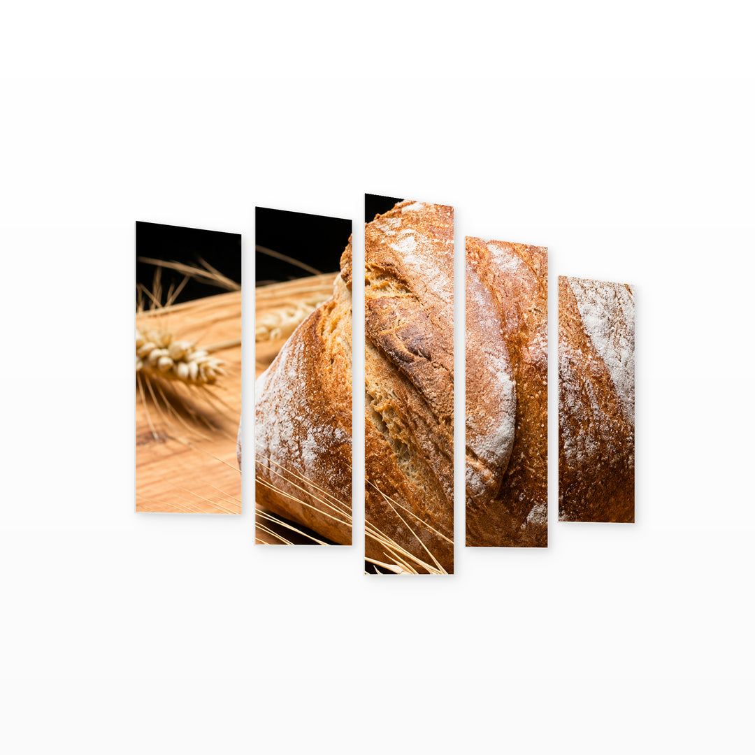 Bread Still Life — five-panel wall art on white background in perspective | 5wallart 57526 M1