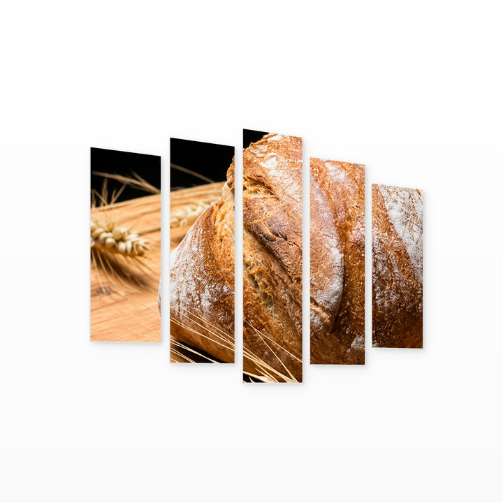 Bread Still Life — five-panel wall art on white background in perspective | 5wallart 57526 M1