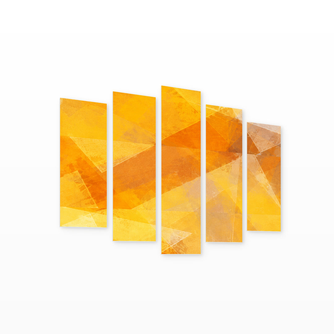 Rectangles with Geometric Rhythm — five-panel wall art on white background in perspective | 5wallart 57537 M1