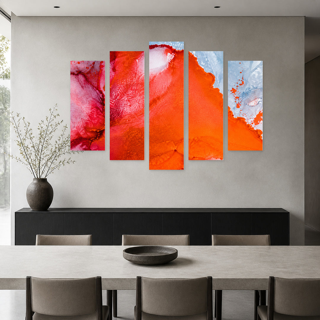 Colored Powder in Vivid Color — five-panel wall art in frontal interior | 5wallart 57538 M3