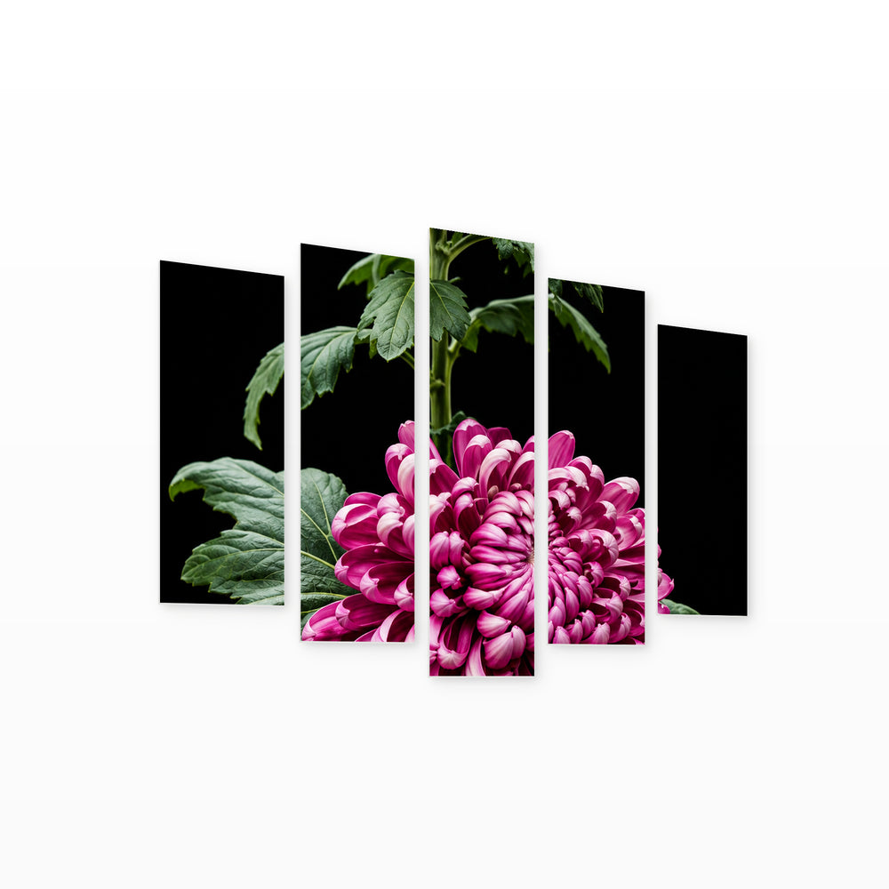 Floral Motifs in Vivid Color — five-panel wall art on white background in perspective | 5wallart 57540 M1