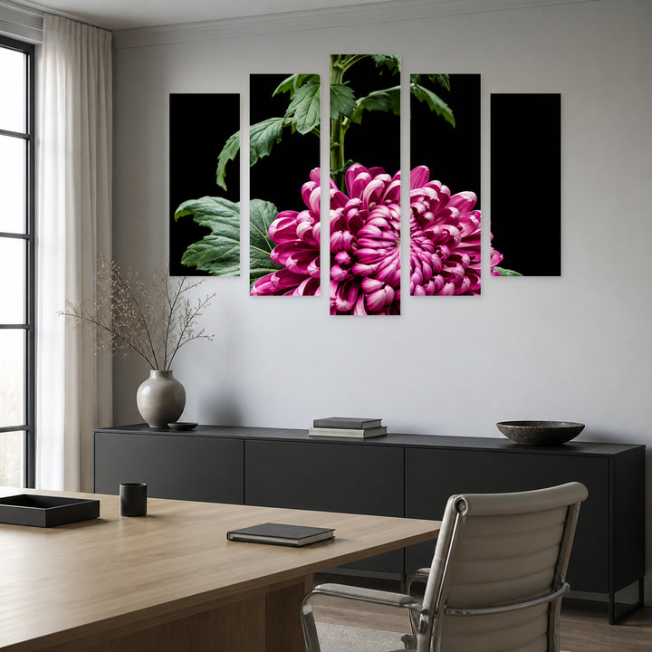 Floral Motifs in Vivid Color — five-panel wall art in frontal interior | 5wallart 57540 M3