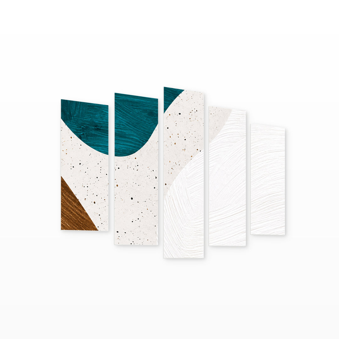 Turquoise Minimalism in Serene Light — five-panel wall art on white background in perspective | 5wallart 57542 M1