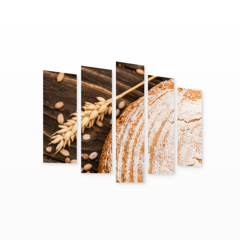 Bread Vertical Painting Still Life — five-panel wall art on white background in perspective | 5wallart 57544 M1