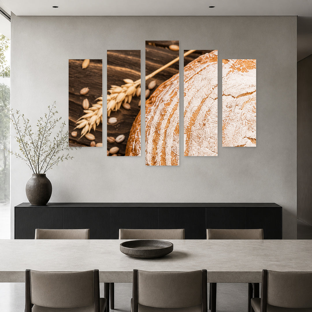 Bread Vertical Painting Still Life — five-panel wall art in frontal interior | 5wallart 57544 M3