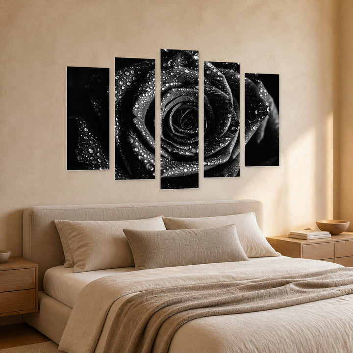 Darkness in Serene Light — five-panel wall art in perspective interior | 5wallart 57547 M2