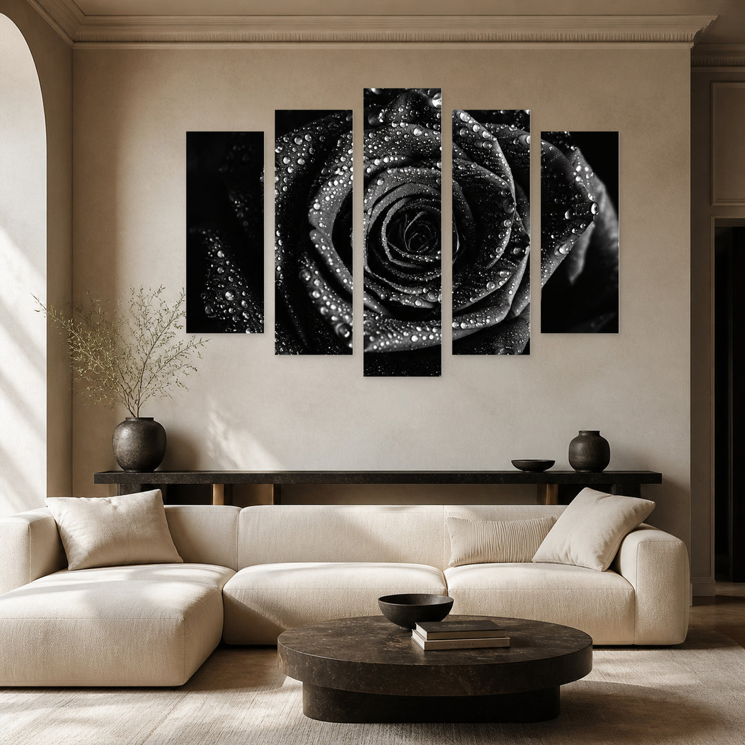 Darkness in Serene Light — five-panel wall art in frontal interior | 5wallart 57547 M3