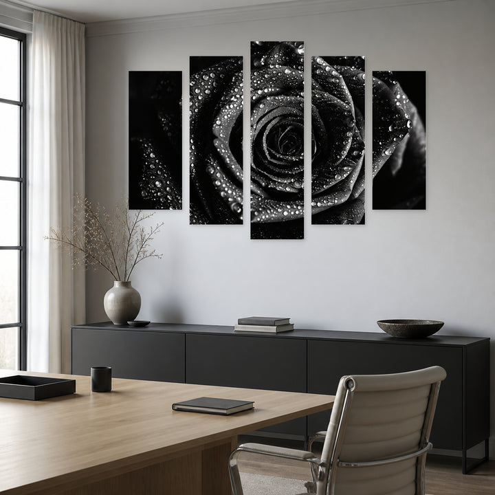 Darkness in Serene Light — five-panel wall art in alternate frontal interior | 5wallart 57547 M4