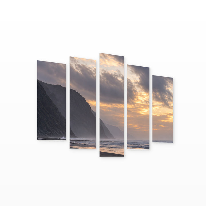 Silence with Geometric Rhythm — five-panel wall art on white background in perspective | 5wallart 57548 M1
