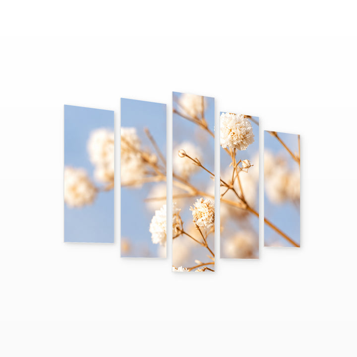 Blooming Flowers in Vivid Color II — five-panel wall art on white background in perspective | 5wallart 57553 M1