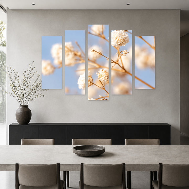 Blooming Flowers in Vivid Color II — five-panel wall art in alternate frontal interior | 5wallart 57553 M4
