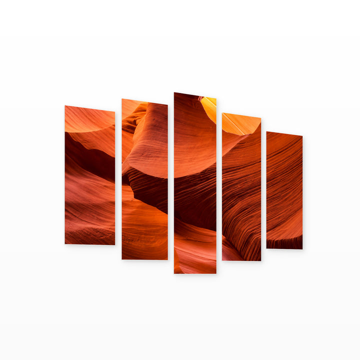 Sand Shapes with Geometric Rhythm — five-panel wall art on white background in perspective | 5wallart 57556 M1