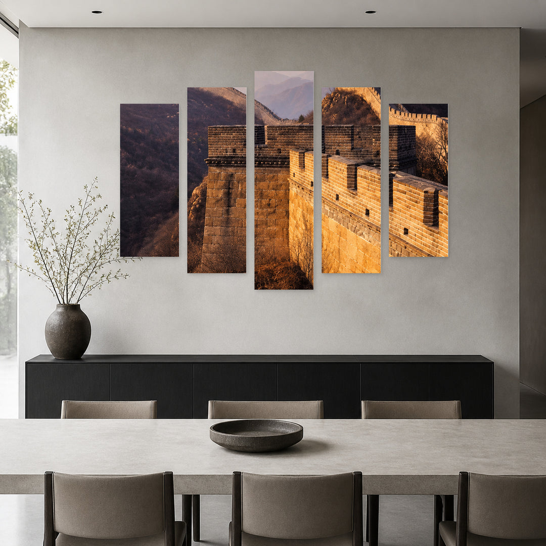 Great Wall of China in Serene Light II — five-panel wall art in alternate frontal interior | 5wallart 57563 M4