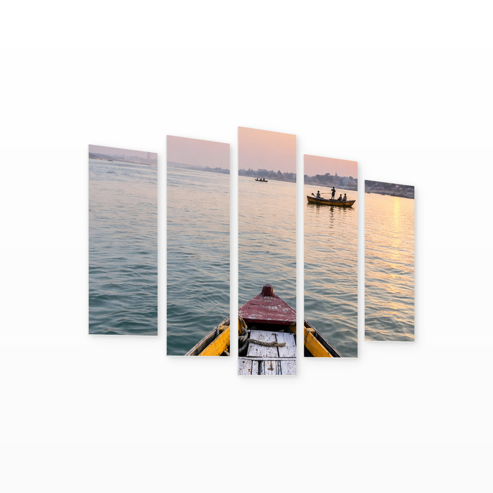 Boat Bow with Dreamlike Atmosphere — five-panel wall art on white background in perspective | 5wallart 57564 M1