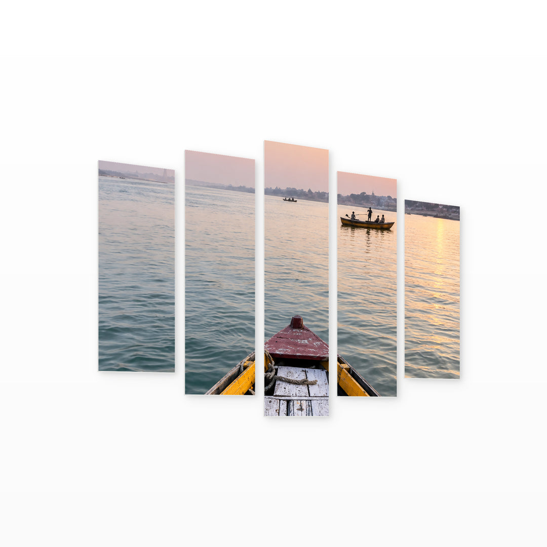 Boat Bow with Dreamlike Atmosphere — five-panel wall art on white background in perspective | 5wallart 57564 M1