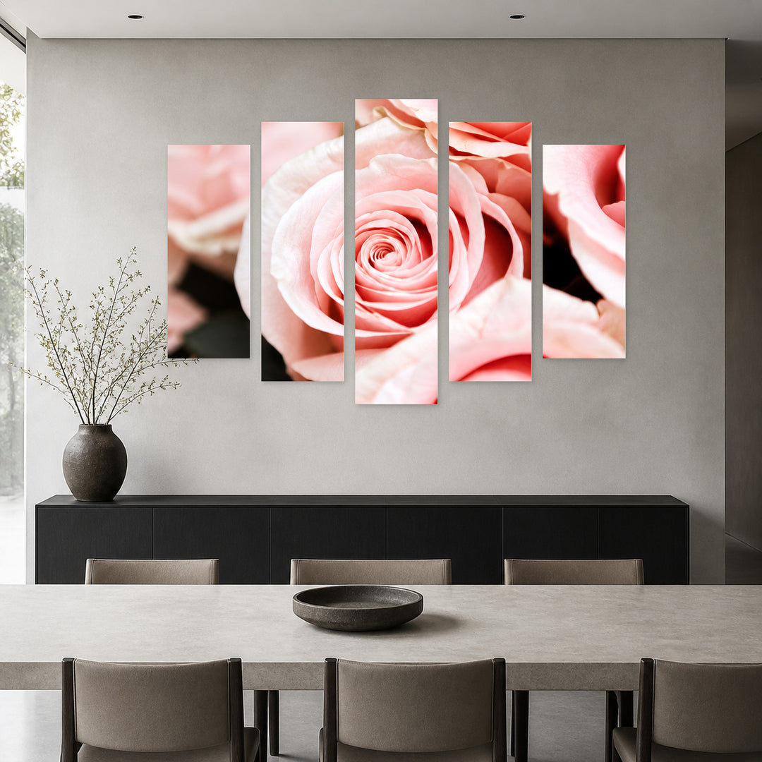 Wedding Decoration with Dreamlike Atmosphere — five-panel wall art in frontal interior | 5wallart 57570 M3